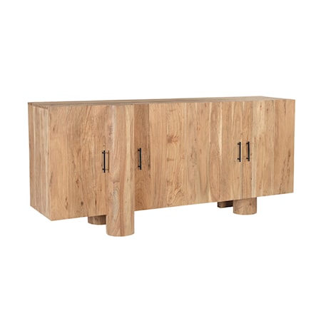 Four Door Credenza with Cylinder Legs