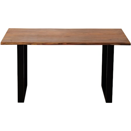 Industrial Solid Wood Dining Table with Live Edge and Iron Legs