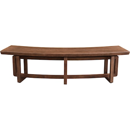 Transitional Solid Wood Curved Dining Bench