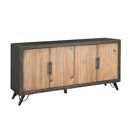 Four Door Credenza with Natural Wood Grains