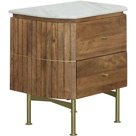 Console 2-Drawer End Table with Marble Top