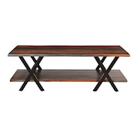 Rustic Industrial Solid Sheesham Wood Coffee Table with Iron Legs