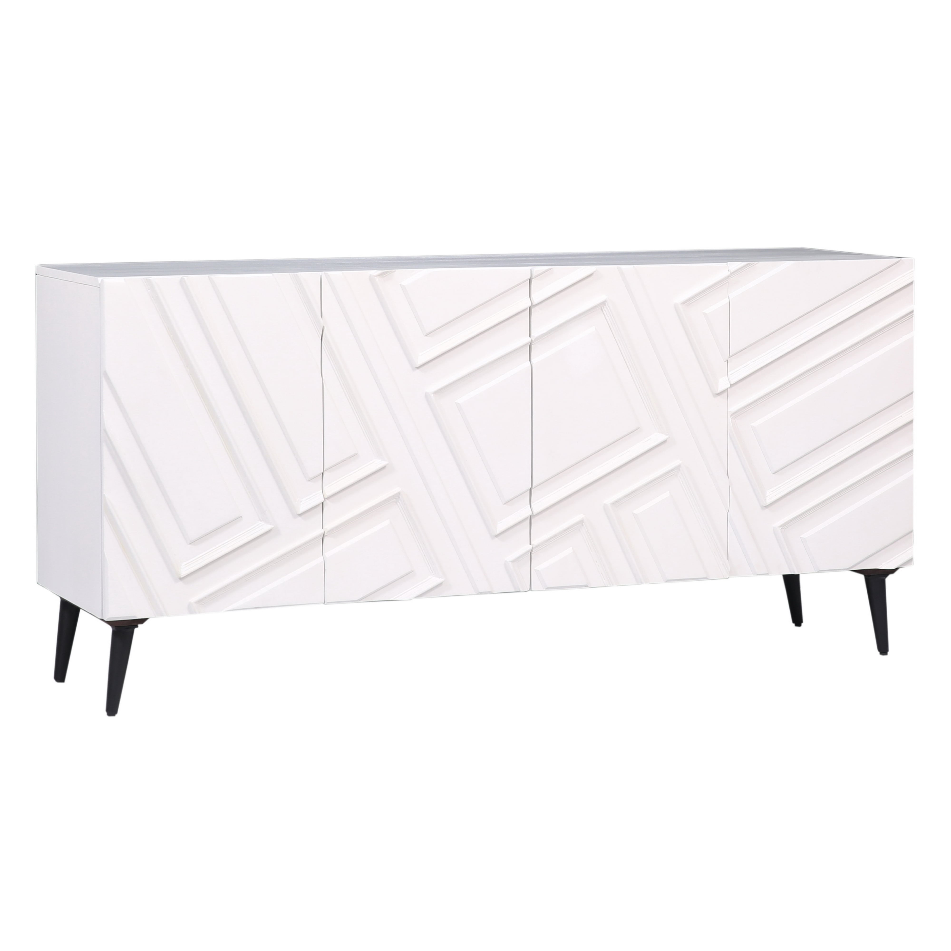 C2C Miscellaneous 97570 Transitional 4Door Credenza with Geometric Design Door Fronts Walker
