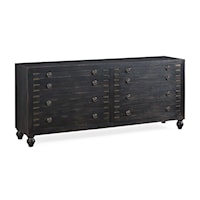 Mid-Century Modern 6-Drawer Sideboard with Pull-Out Trays