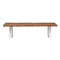 Contemporary Dining Bench with Live Edge and Chrome Legs