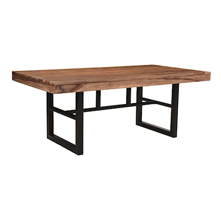 Solid Wood Dining Table with Floating Top and Black Powder Coated Base