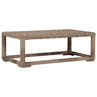 Transitional Outdoor Resin Wicker Coffee Table