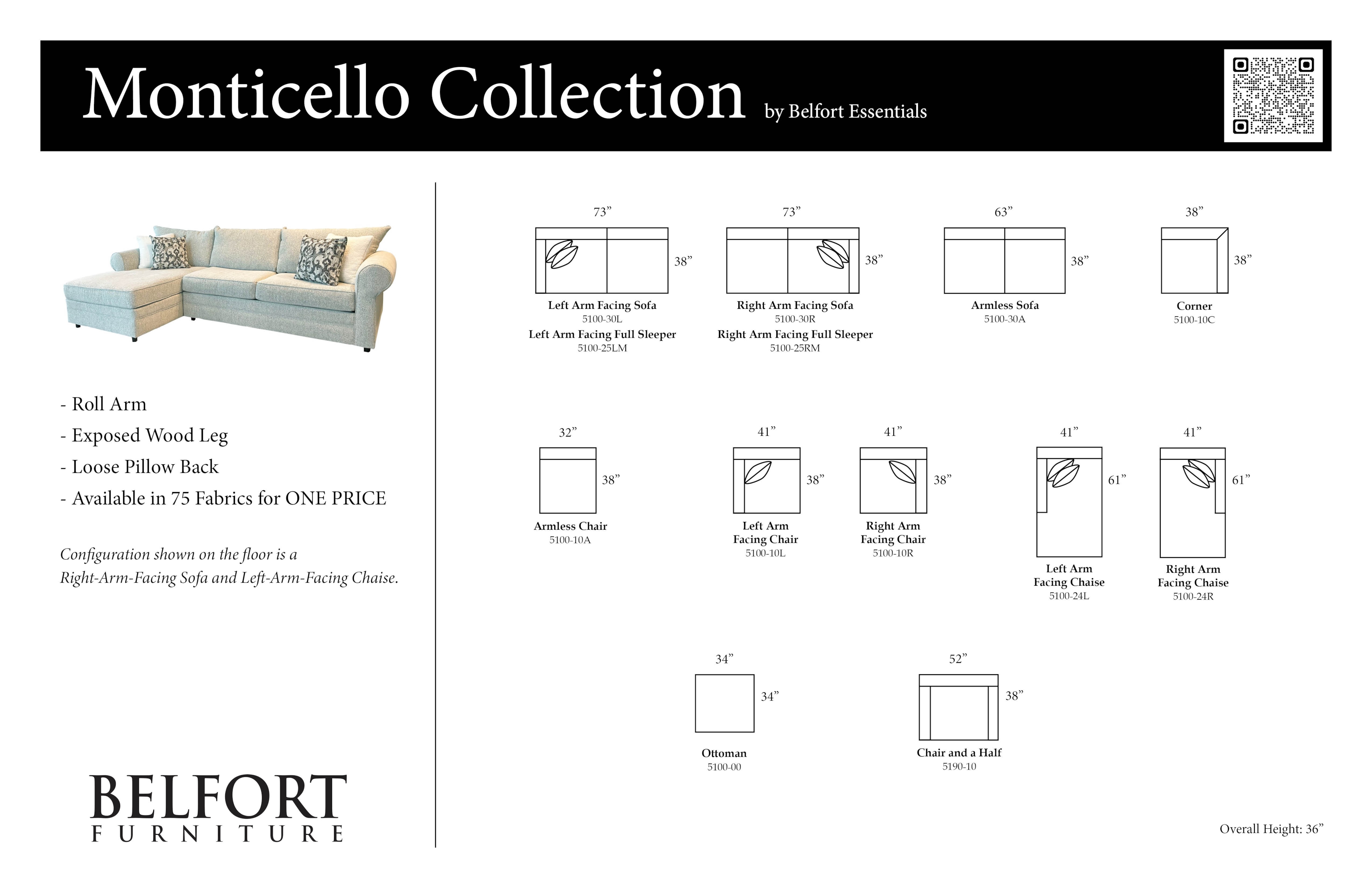 Belfort Essentials Monticello Sofa Chaise