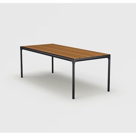 Four Bamboo & Black 82 Inch Dining Table