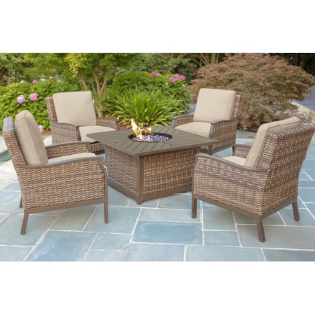 Outdoor Fire Pit and Lounge Chair Set