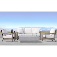 Outdoor Deep Seating Set with a Outdoor Sofa, 2 Outdoor Club Chairs, Square Outdoor End Table and an Outdoor Fire Table