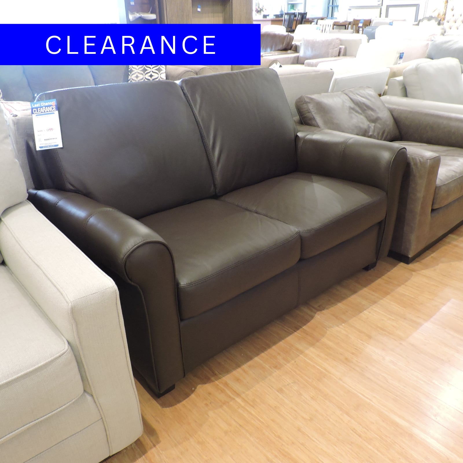 Clearance 474123935 2 Seat Leather Sofa Belfort Furniture Uph