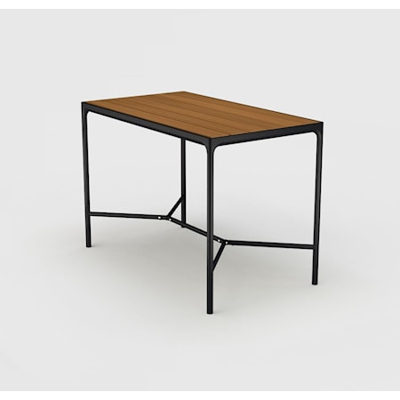 Four Bamboo & Black 62 Inch Bar Table