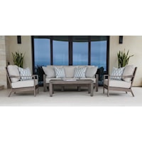 Outdoor Deep Seating Set with a 3 Seat Outdoor Sofa, Two Outdoor Club Chairs and an Outdoor Coffee Table