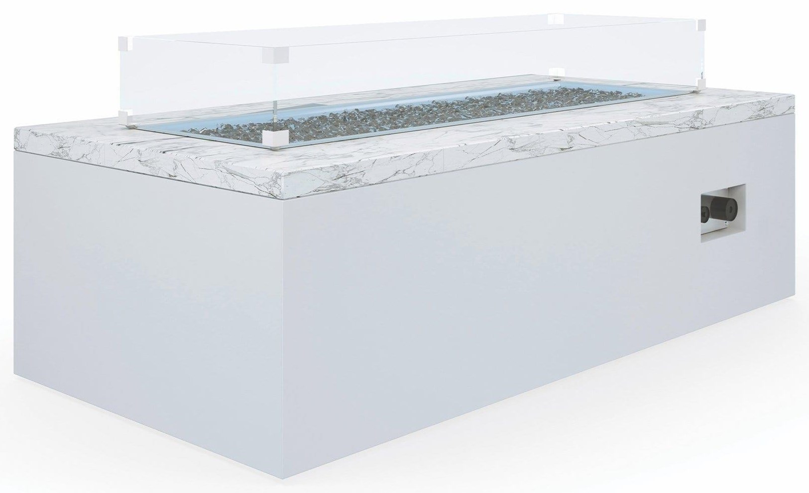 White Carrara Marble Rectangular Fire Table