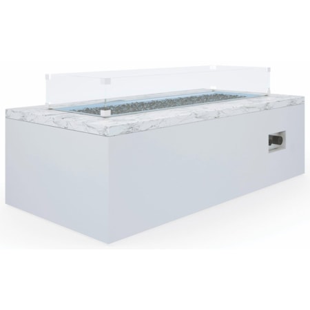White Carrara Marble Rectangular Fire Table