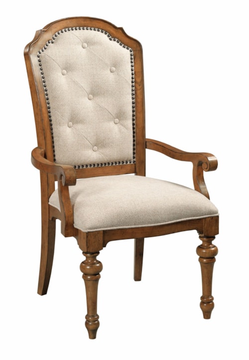 Traditional Upholstered Back Arm Chair