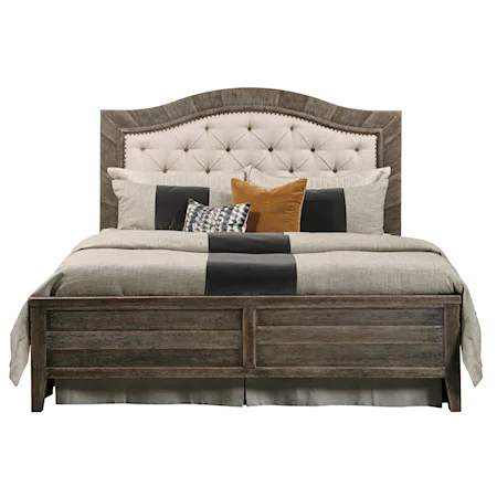 Transitional Queen Panel Bed with Upholstered Headboard