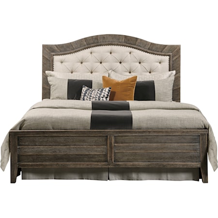 Transitional Queen Panel Bed with Upholstered Headboard