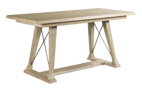 Relaxed Vintage Clayton Counter Height Trestle Table with Metal Accents