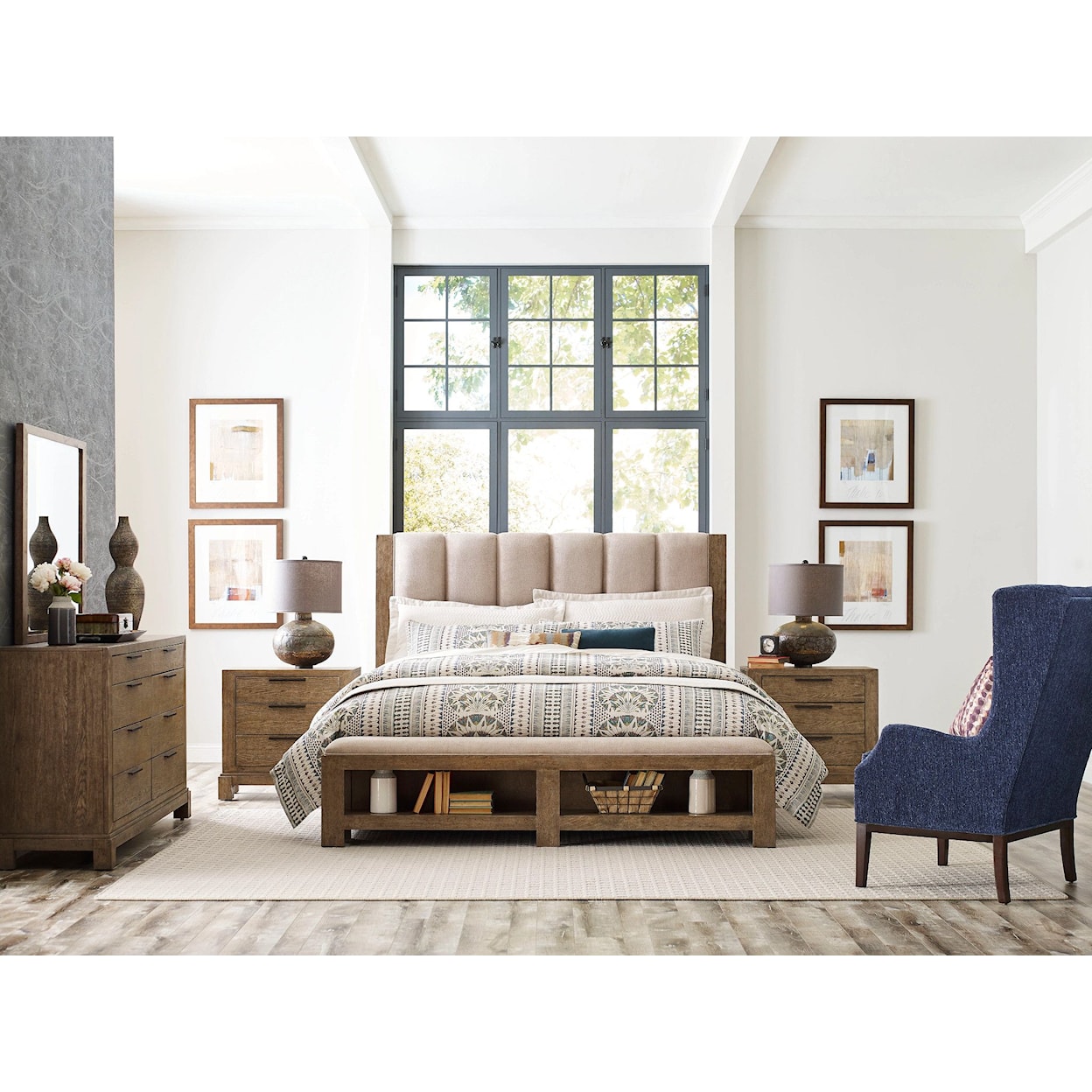American Drew Skyline Queen Meadowood Upholstered Bed