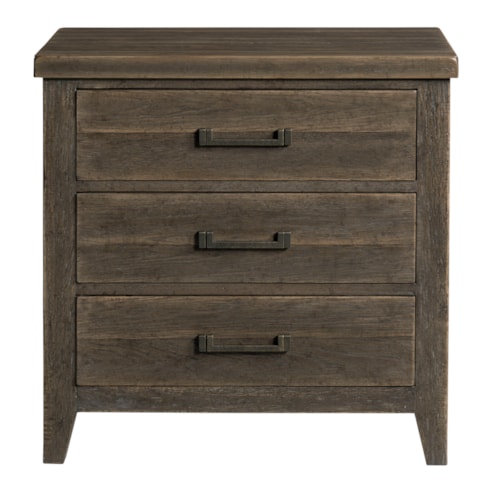 Transitional 3-Drawer Nightstand with USB Port