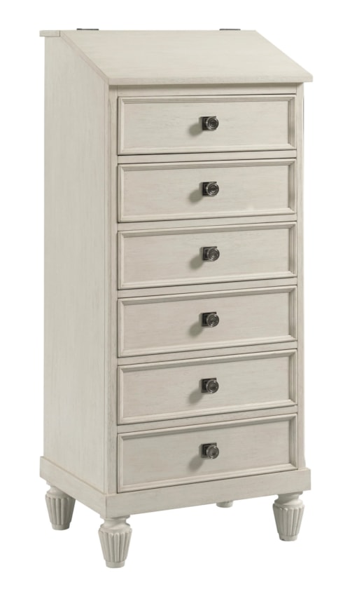 Coastal Rockport 6-Drawer Semainier Chest with Mirror, Power Outlets, USB Ports