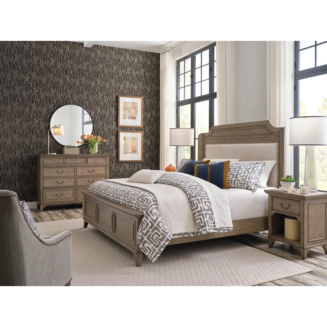 American Drew Carmine Engels Queen Upholstered Bed