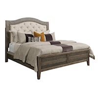 Transitional Queen Panel Bed with Upholstered Headboard