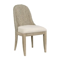 Relaxed Vintage Boca Woven Dining Chair with Upholstered Seat