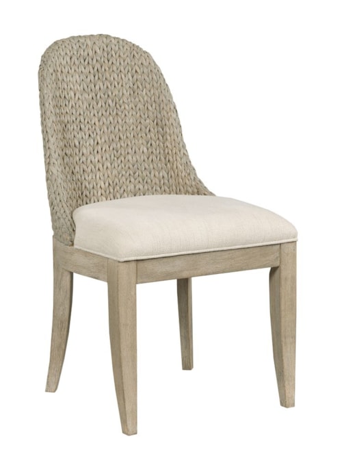 Relaxed Vintage Boca Woven Dining Chair with Upholstered Seat