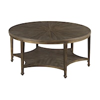 Transitional Round Coffee Table with Storage Shelf