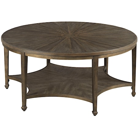 Transitional Round Coffee Table with Storage Shelf