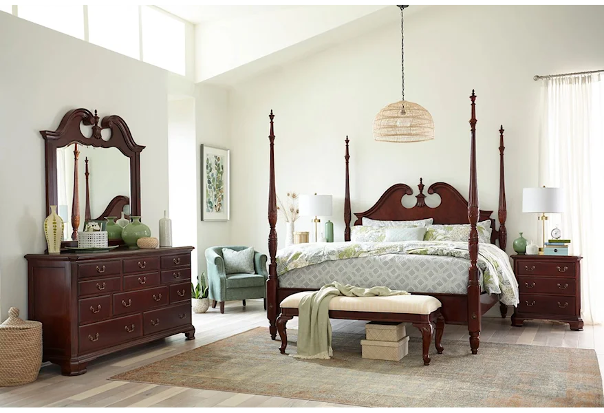 Cherry Grove 45th King Pediment Poster Bed by American Drew at Esprit Decor Home Furnishings