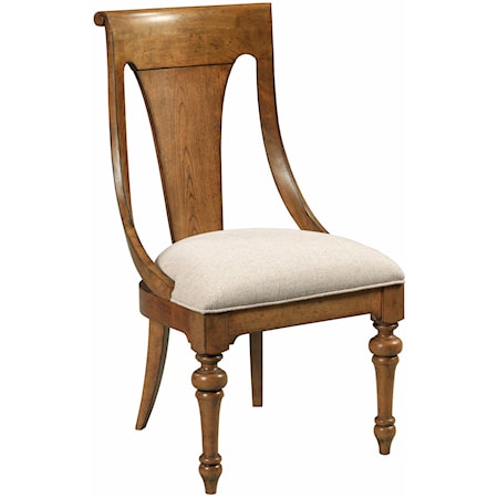 Traditional Sling Back Side Chair with Upholstered Seat