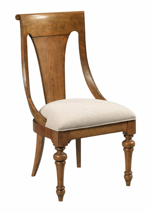 Traditional Sling Back Side Chair with Upholstered Seat