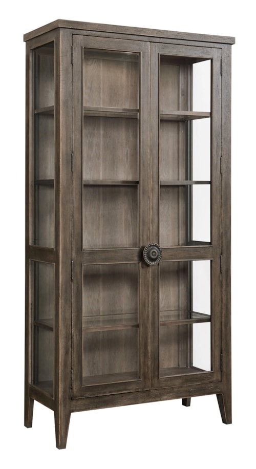 Transitional 5-Shelf Curio Cabinet with Glass Doors