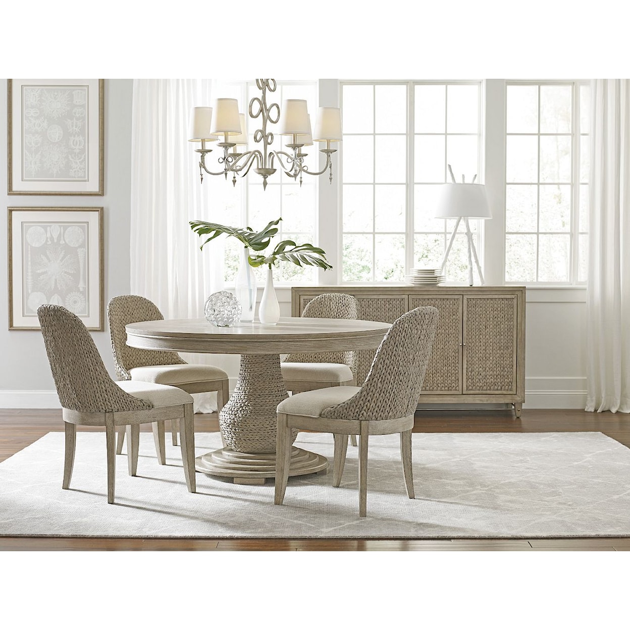 American Drew Vista Largo Round Dining Table Complete