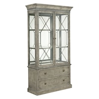 Transitional Display Cabinet with Mirror Back Panel