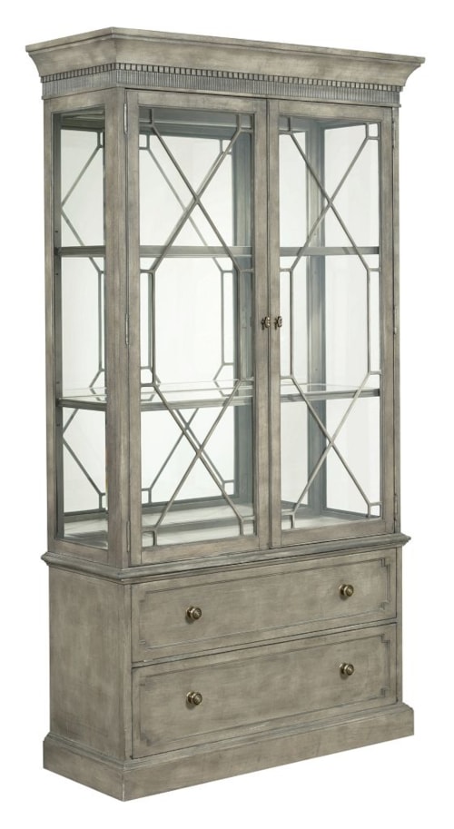 Transitional Display Cabinet with Mirror Back Panel