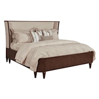Transitional Upholstered King Bed with Wingback Headboard