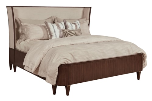 Transitional Upholstered Queen Bed with Wingback Headboard