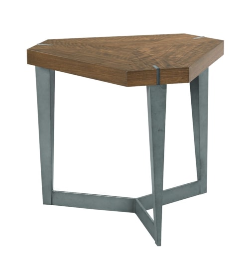 Contemporary Triangulate Lamp Table with Walnut Veneered Top