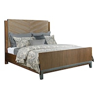 Contemporary King Chevron Panel Bed with Two-Tone Look