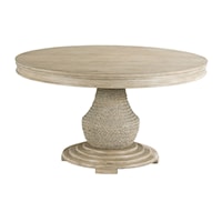 Relaxed Vintage Largo Round Dining Table with Woven Seagrass Pedestal
