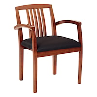 Light Cherry Finish Leg Chair With Upholstered Seat And Wood Slat Back