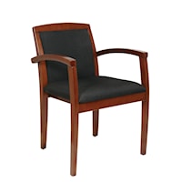 Light Cherry Leg Chair With Upholstered Seat And Wood Slat Back