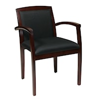 Mahogany Leg Chair With Upholstered Seat And Wood Slat Back