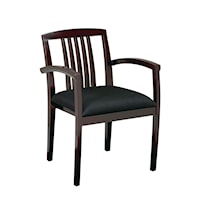 Mahogany Finish Leg Chair With Upholstered Seat And Wood Slat Back