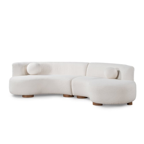 Contemporary 2-Piece Conversation Sectional Sofa with Wood Feet